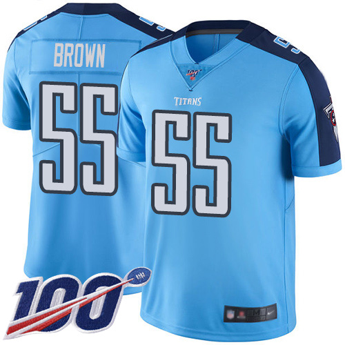 Tennessee Titans Limited Light Blue Men Jayon Brown Jersey NFL Football #55 100th Season Rush Vapor Untouchable
